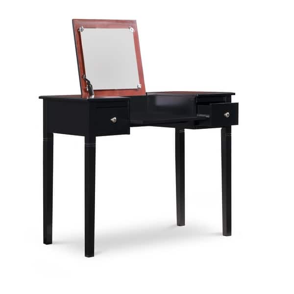36" Black Vanity Set with Mirror and Upholstered Stool Bed Bath